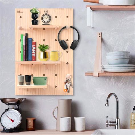 The Better Home Pinewood Pegboard Wall Organizer(24 * 16Inch) Wooden ...