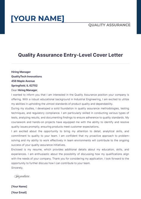 Cover Letter Qa