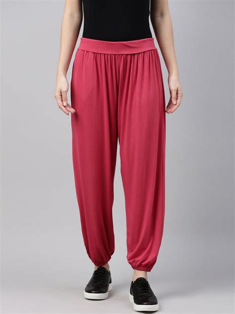 Women Solid Fuchsia Harem Pants