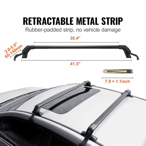 VEVOR Universal Roof Rack Cross Bars, 41.3" Aluminum Roof Rack Crossbars, Fit Roof without Side ...