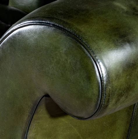 Windsor Olive Green Chesterfield 3-Seater Sofa – Handcrafted Buffalo L ...