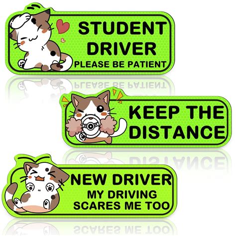 Snapklik.com : 3 Pcs Student Driver Magnet For Car, 9 Inch Reflective ...