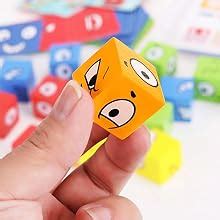 PLUSPOINT Wooden Emoji Face Changing Cube Puzzle Game Expressions ...