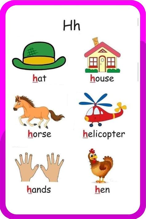 Words From H | H Words For kids | Kids Vocabulary Words | Words That ...