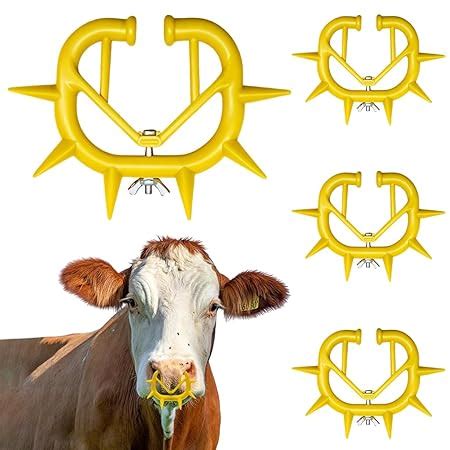HASTHIP® 4Pcs Cattle Weaning Ring Spiky Weaning Nose Ring for Cattle ...