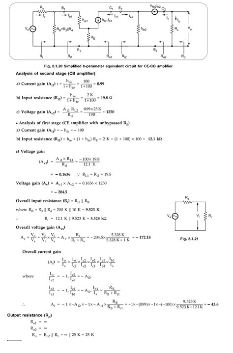 Two Stage RC Coupled CE-CB Cascode Amplifier - Equivalent circuit ...