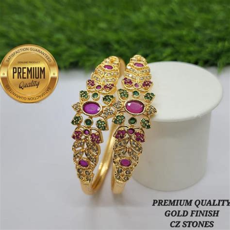 Premium Micro Gold Plated Set of 2 Temple Bangles 9221A – Griiham