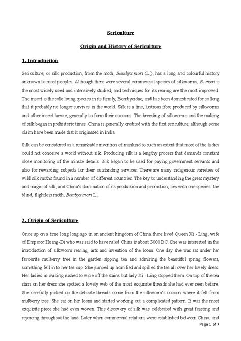 Origin and History of Sericulture: A Detailed Overview (Course Code ...