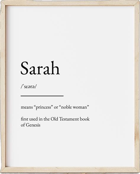 Sarah Name Meaning Print, Name Print, Wall Art, Minimalist Print ...