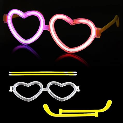 Party Propz Glow in the Dark Glasses - Set of 1 Pc DIY Heart Shape Glow ...