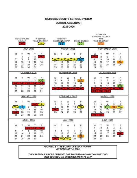 Catoosa County Schools Calendar 2025-2026 in PDF - School Calendar Info