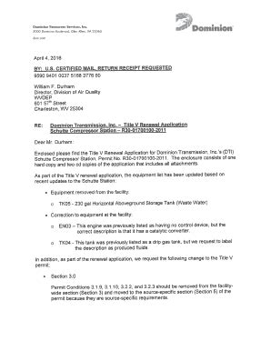 Fillable Online dep wv SCHUTTE COMPRESSOR STATION TITLE V OPERATING ...