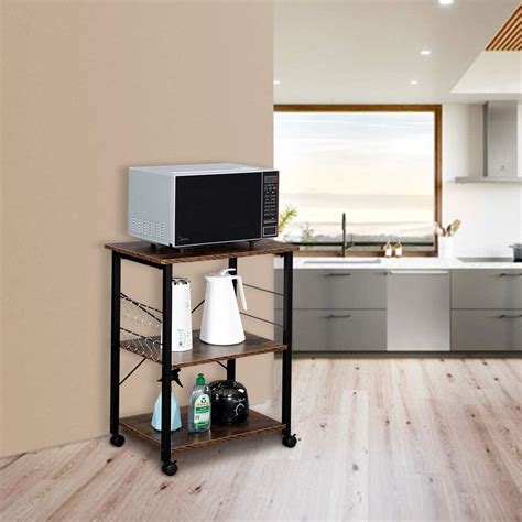 MTFY Kitchen Microwave Cart,3-Tier Kitchen Baker's Rack India | Ubuy