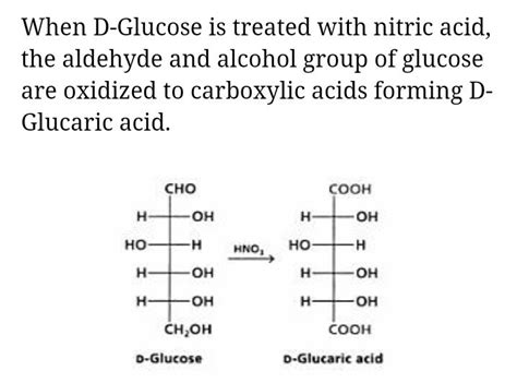 Reaction of d glucose with concentrated nitric acid - Brainly.in