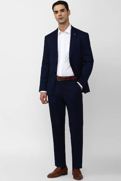 Buy Men Navy Solid Formal Two Piece Suit Online - 937784 | Peter England