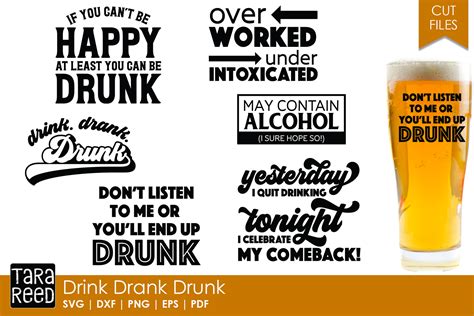 Drink Drank Drunk - Alcohol Humor SVG and Cut Files (318502) | Cut ...