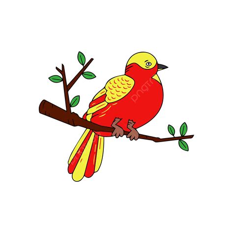 Hand Drawn Bird Sitting On Tree Branch Illustration Vector, Bird, Tree ...