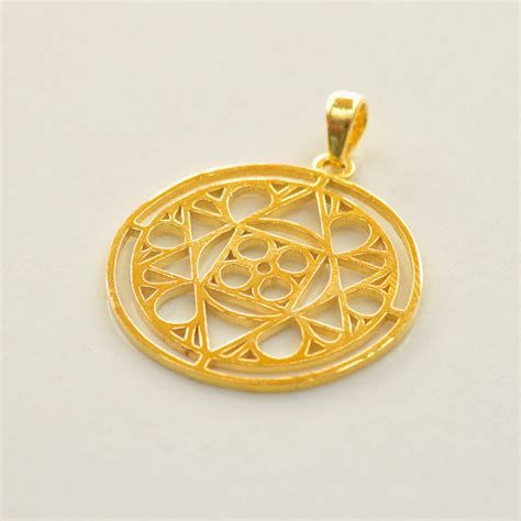 Shop Gold Plated Mother and Sri Aurobindo Symbol Silver Pendant ...