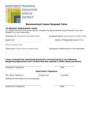 Bereavement Leave Granted in Accordance with the Collective Bargaining ...