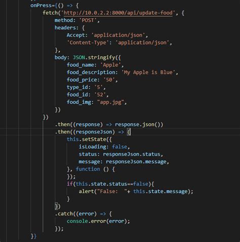 Sample Code for Post API in React Native 的图像结果