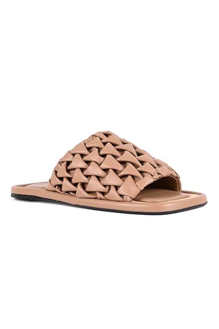 Buy Beige Embroidery, Smocking Solid Square Toe Sandals by Vanilla Moon ...