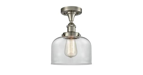 Innovations Lighting 916-1C-SN-G72 Large Bell 8" Wide Semi-Flush ...