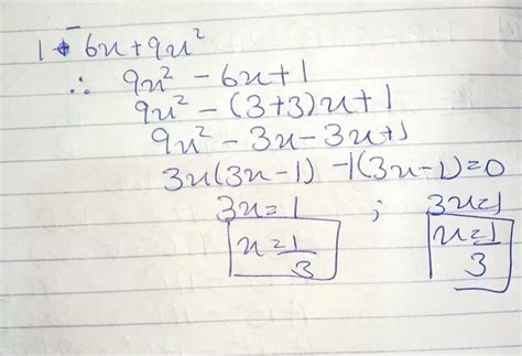 factorize: 1-6x+9x^2 - Brainly.in