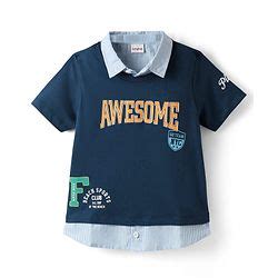 Babyhug 100% Cotton Knit Half Sleeve Overlapping T-Shirt with Mock ...