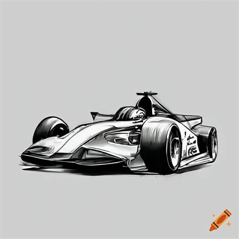 Black and white f1 racing car drawing for coloring on Craiyon