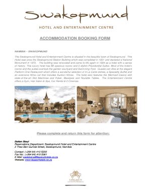 Fillable Online The Swakopmund Hotel and Entertainment Centre is ...