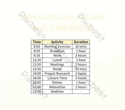Image result for Daily Time Management Plan Example