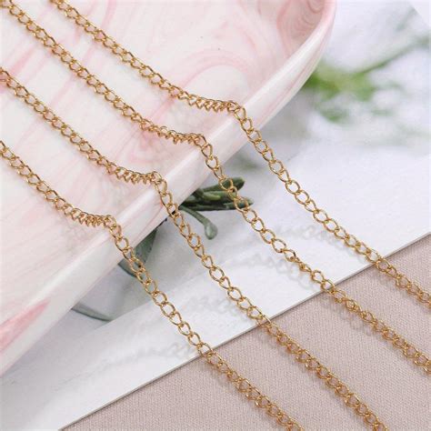 2M Stainless Steel Extension Chains 2 3 4mm Golden Steel Necklace ...