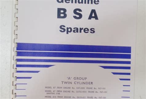 BSA A7 / A10 1958 Only Parts Book Copy | BRITISH Only Austria ...
