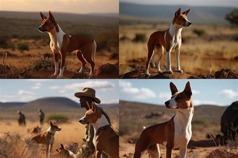 Basenji kongo terrier dog in wild nature collage red basenji portrait ...