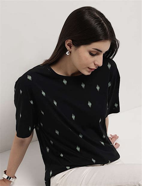 Buy Cotton Modal Printed Relaxed Fit T-Shirt at Marks & Spencer