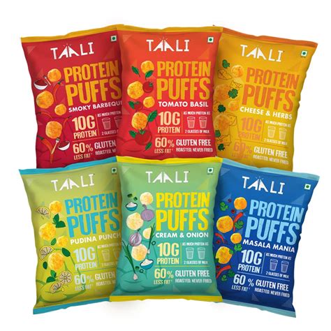 Taali Protein Puffs | 60 gm (Pack of 6) | Try All Flavors Pack ...