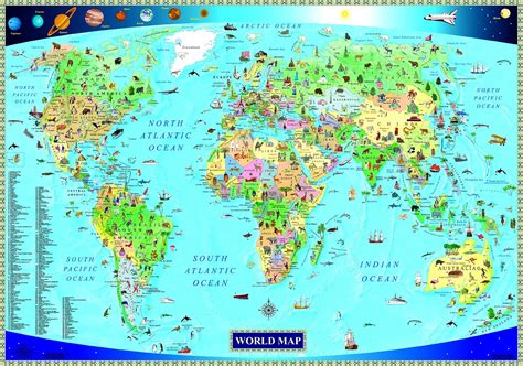 Illustrated Map of the World for Kids (Children's World Map) : Akros ...