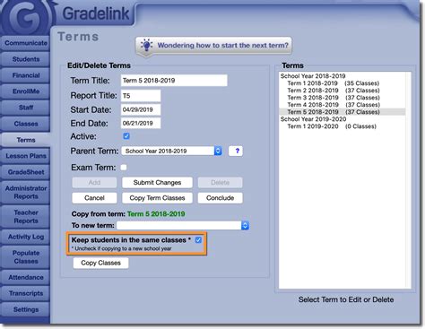 Setting up Terms for Summer School : Gradelink Support Community