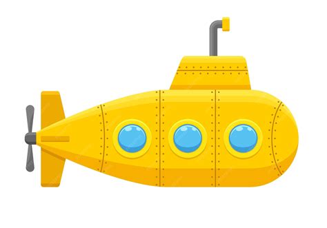 Premium Vector | Yellow submarine with periscope. Underwater ship ...