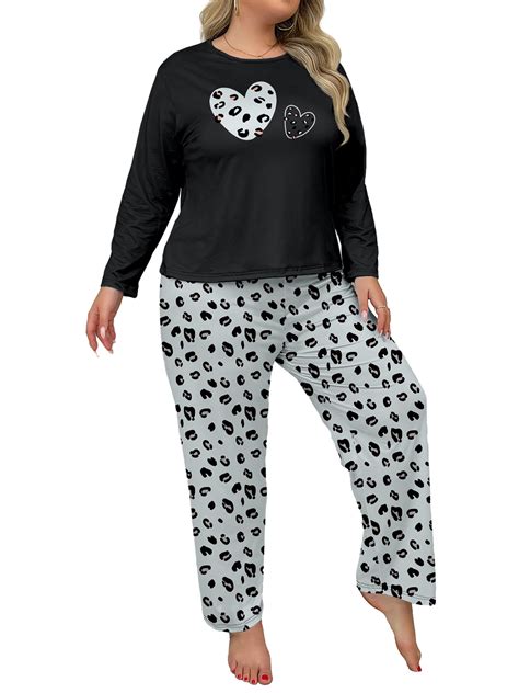 ValueVibe Plus Size Pajama Sets for Women Long Sleeve Color Block ...