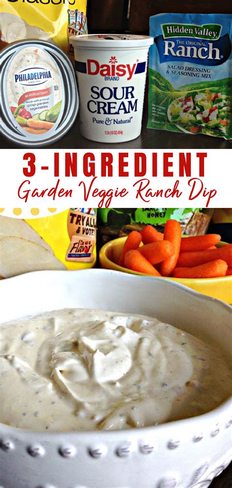 3 Ingredient Garden Veggie Ranch Dip (Easy) in 2024 | Dip recipes easy ...