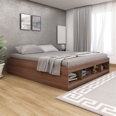 Buy Helios Lewis Bronx Queen Bed with Box Storage - Brown from Helios ...