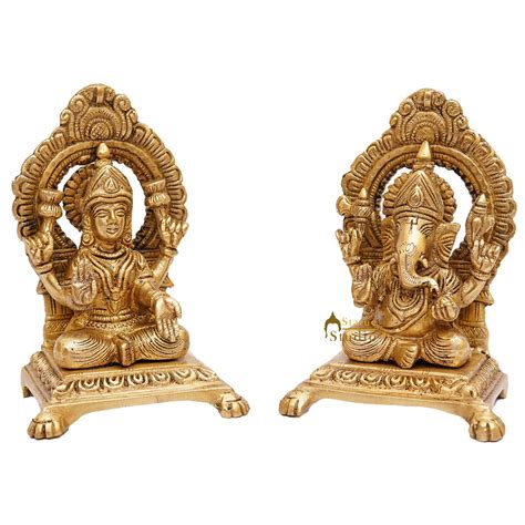 Brass Ganesha Lakshmi Idols For Home Diwali Pooja Room Dacor Gift ...