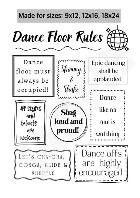 Wedding Dance Floor Rules Sign Printable Digital File - Etsy
