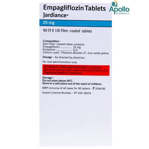 Jardiance 25 mg Tablet | Uses, Side Effects, Price | Apollo Pharmacy
