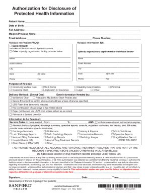 2011 Form Sanford Health MR20115 Fill Online, Printable, Fillable ...