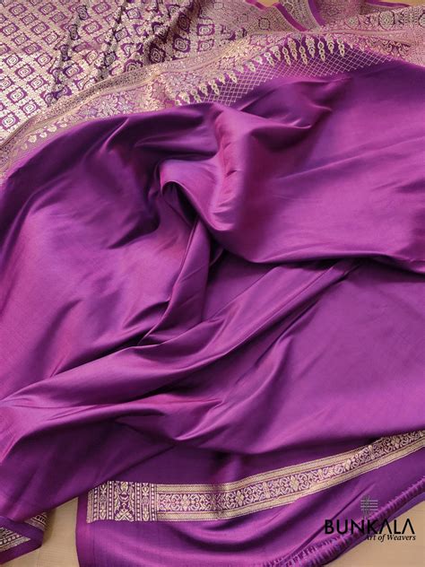 Shop Purple Banarasi Mashru Silk Saree – BUNKALA