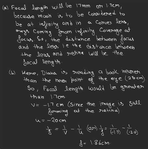 Q10. In a human eye, distance between the lens and the retina is 17 mm ...