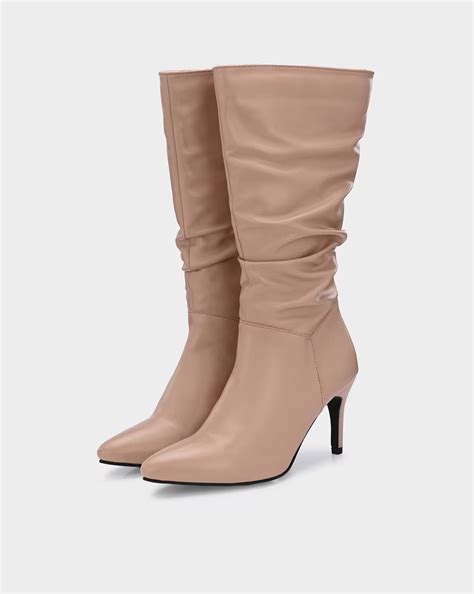 Nude Slouchy Designer Long Boot – ADORLY | New Collection Online