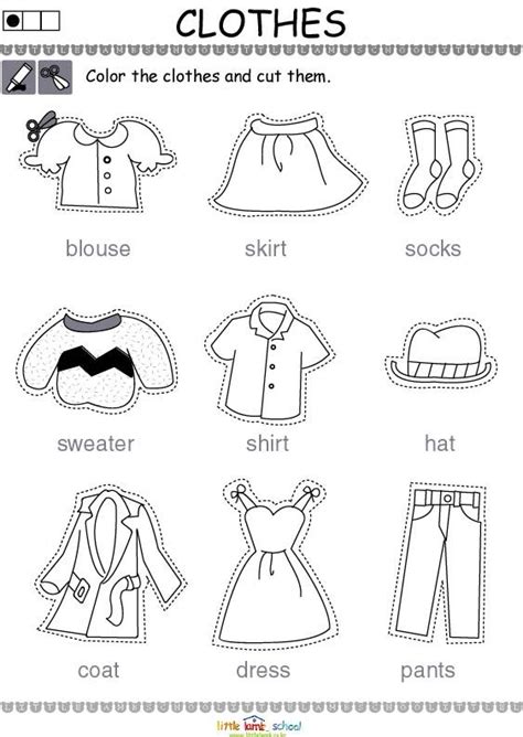 Clothes Worksheet Kindergarten